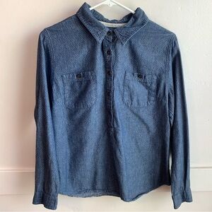 Toms Blue Polka Dot Button Up Long Sleeve Shirt